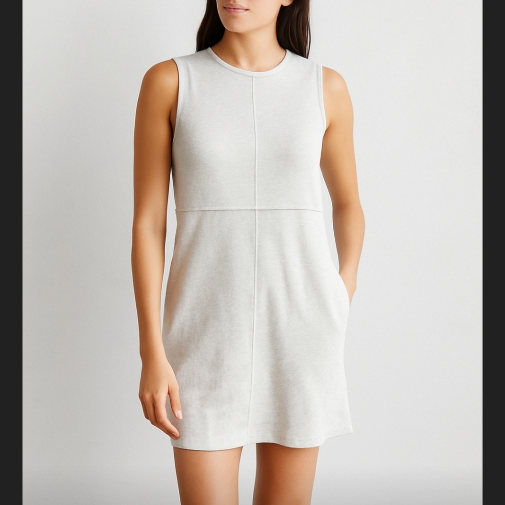 Zara Cream Sleeveless Mini Shift Dress